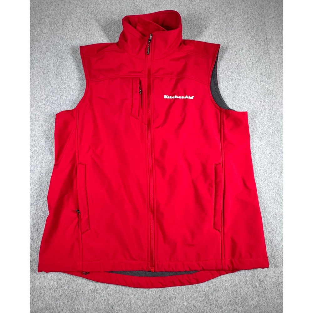 KitchenAid Jacket Mens Large Red Golf Full‎ Zip Sleeveless Embroidered
